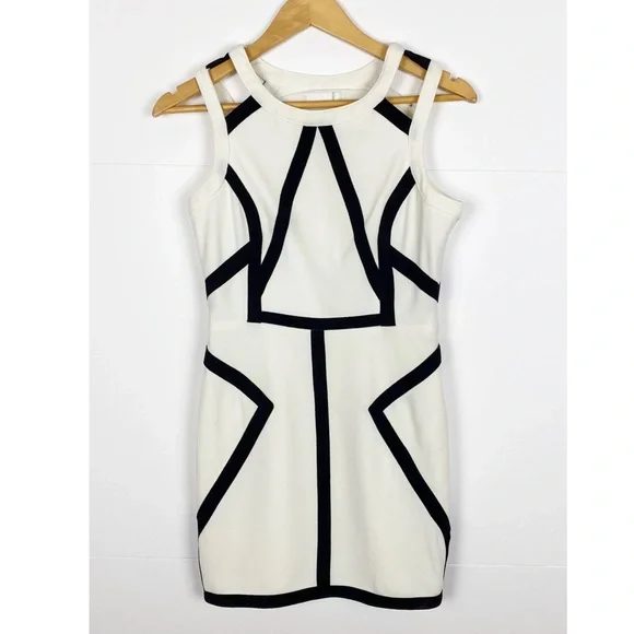 Talulah Sheath Dress Cut Out White Black Trim Size Medium - Picture 1 of 7